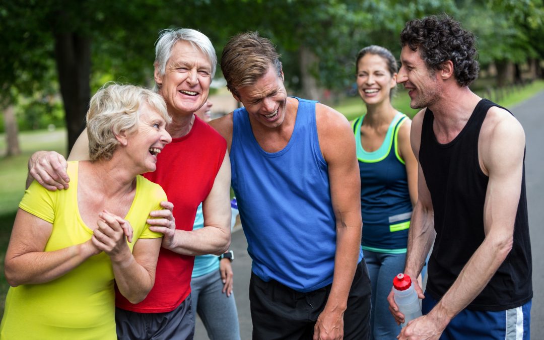 Adults laughing with happiness